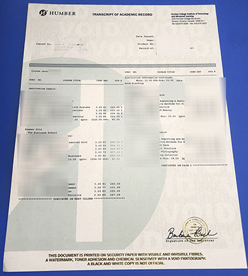 Humber College Transcript