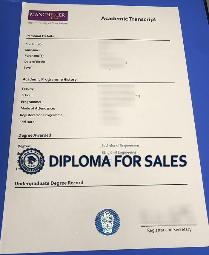 University of Manchester Transcript University of Manchester Transcript