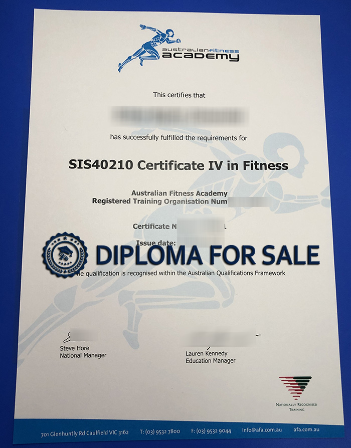 Australian Fitness Academy Certificate Australian Fitness Academy Certificate