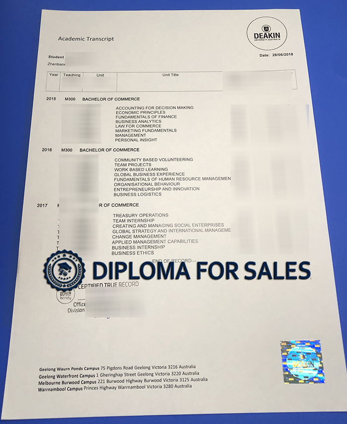 Deakin University Transcript Deakin University Transcript