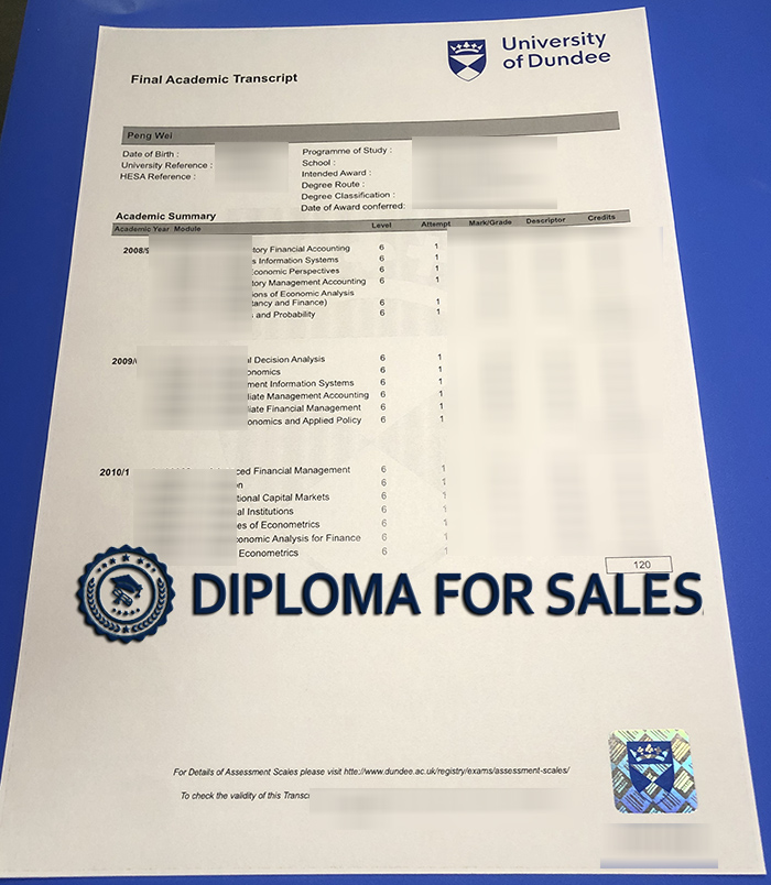 University of Dundee Transcript University of Dundee Transcript