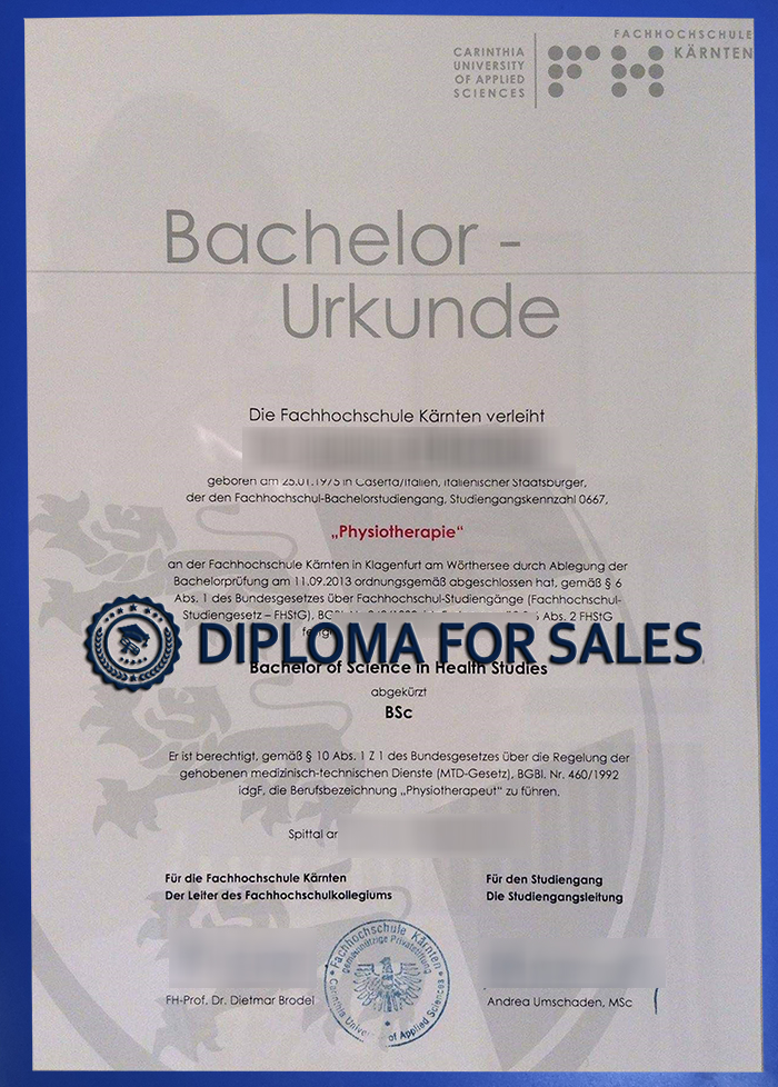 Fachhochschule Kärnten Urkunde Fachhochschule Kärnten Urkunde