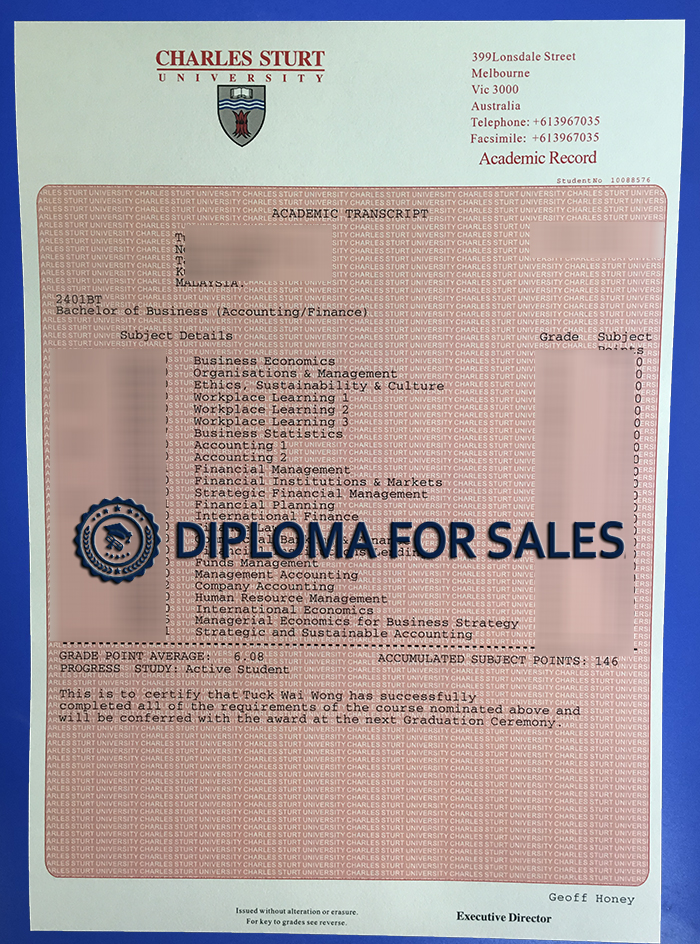 Charles Sturt University Transcript Charles Sturt University Transcript