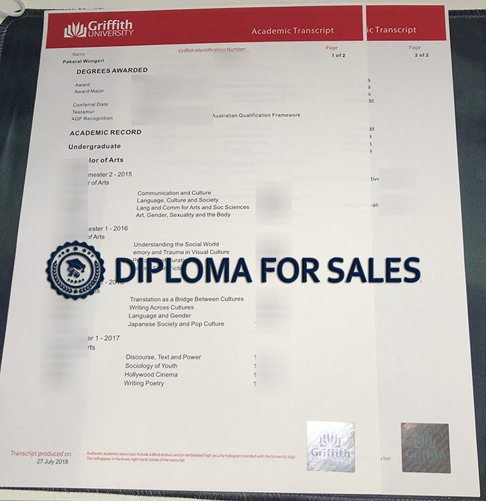 Griffith University Transcript Griffith University Transcript