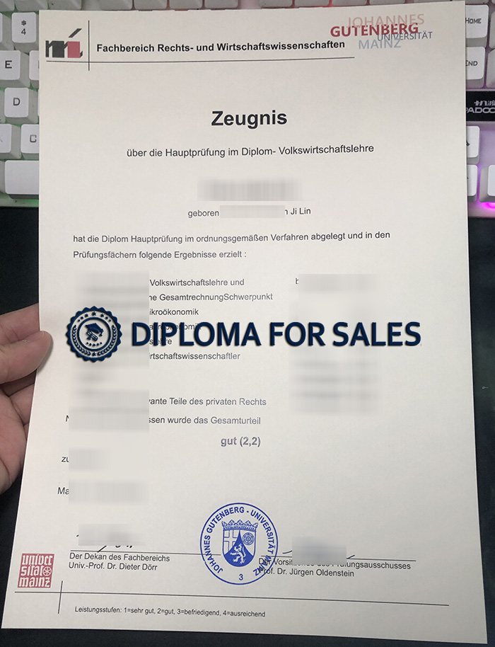 Johannes Gutenberg-Universität Mainz Zeugnis Johannes Gutenberg-Universität Mainz Zeugnis