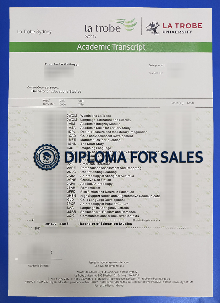 La Trobe University Transcript La Trobe University Transcript