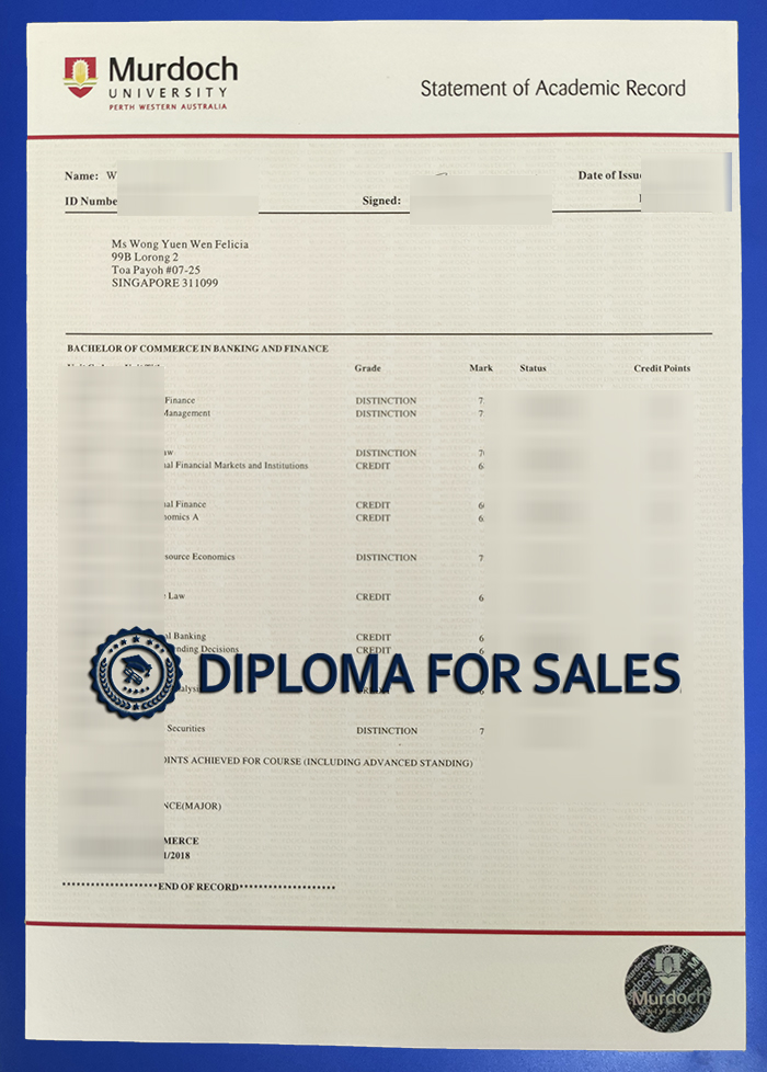 Murdoch University Transcript Murdoch University Transcript