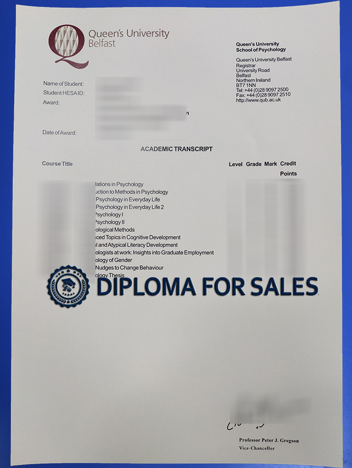 Queen's University Belfast Transcript Queen's University Belfast Transcript