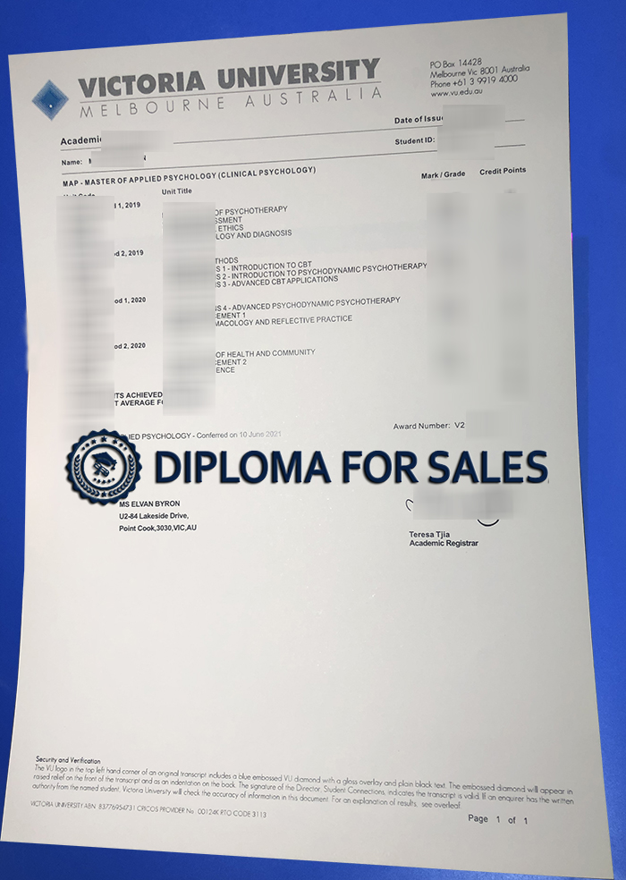 Victoria University Transcript Victoria University Transcript