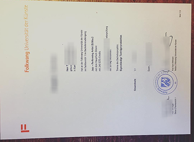 Folkwang Universität der Künste Urkunde