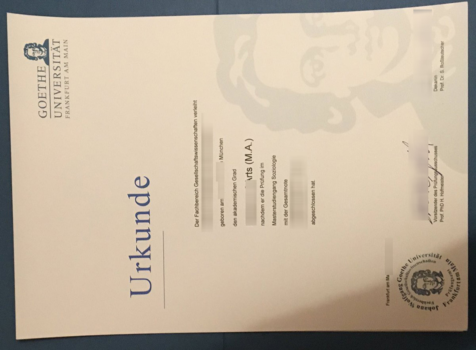 Goethe University Frankfurt Urkunde