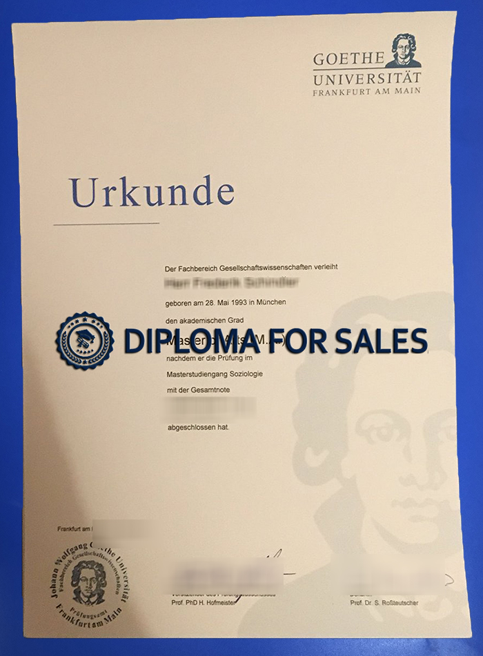 Goethe University Frankfurt Urkunde Goethe University Frankfurt Urkunde
