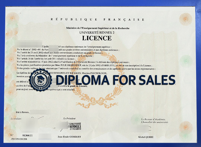 Université Rennes-II Diploma Université Rennes-II Diploma