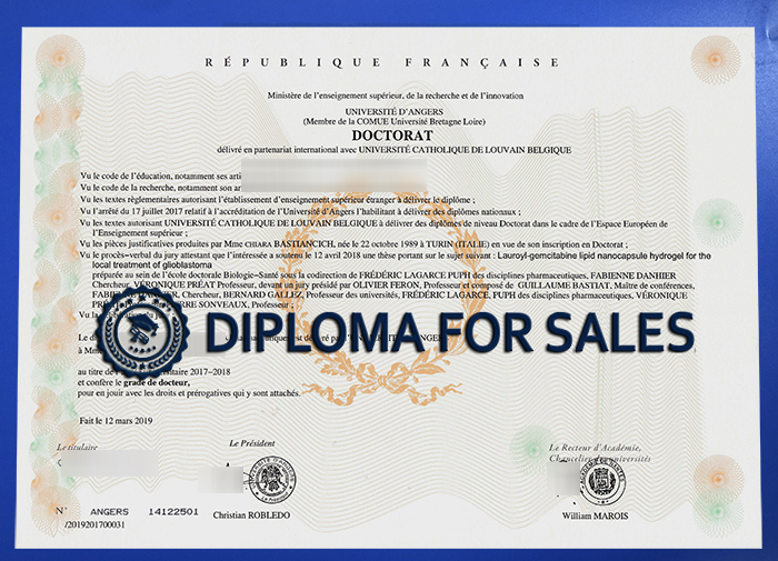 Université d'Angers Diploma Université d'Angers Diploma