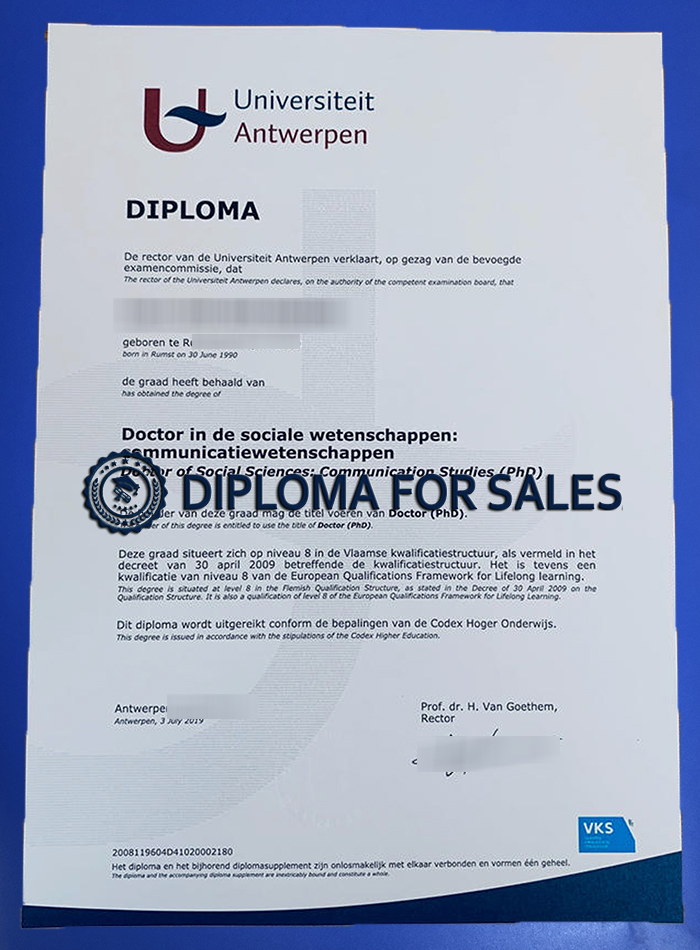 Universiteit Antwerpen Diploma Universiteit Antwerpen Diploma
