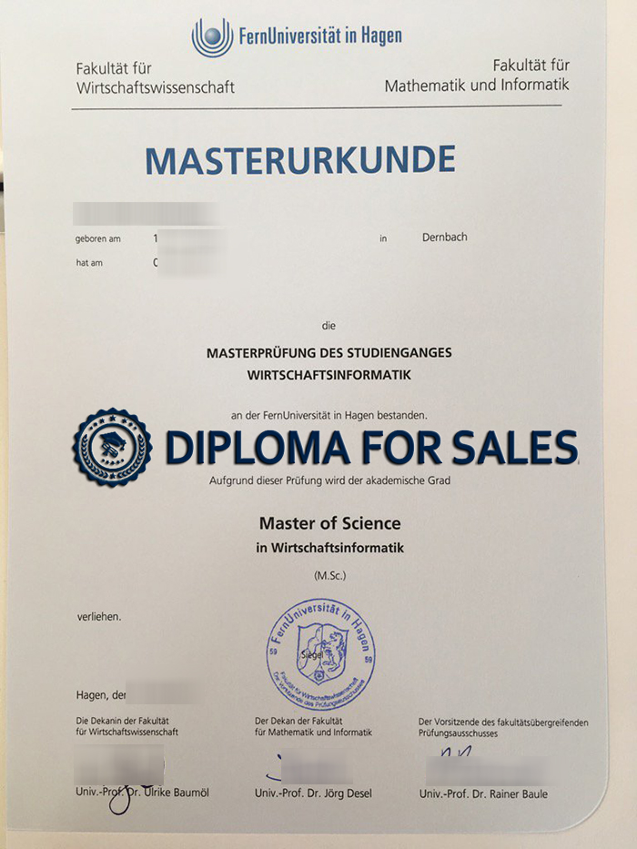 FU Hagen Urkunde FU Hagen Urkunde