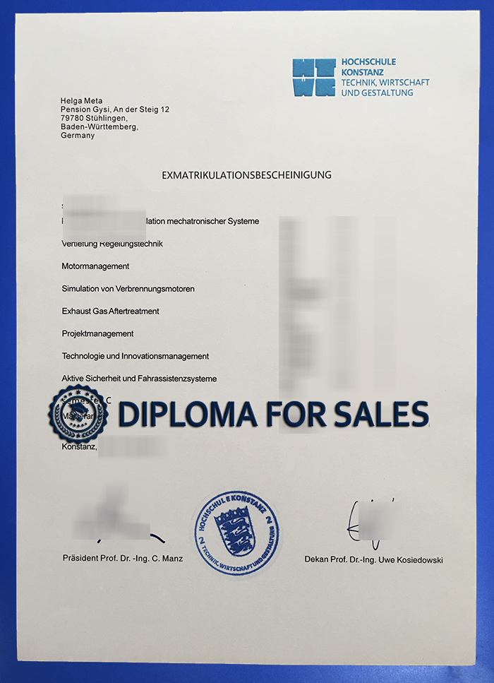 University of Konstanz Transcript University of Konstanz Transcript