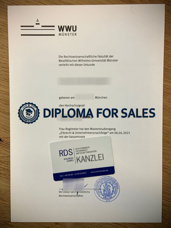 WWU Münster Urkunde WWU Münster Urkunde