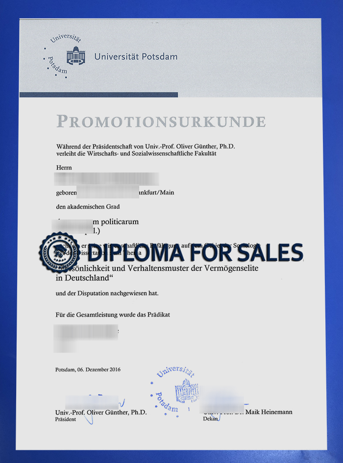 Universität Potsdam Urkunde Universität Potsdam Urkunde