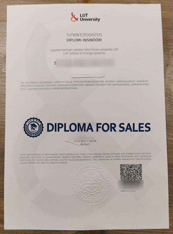 LUT University Degree Certificate LUT University Degree Certificate