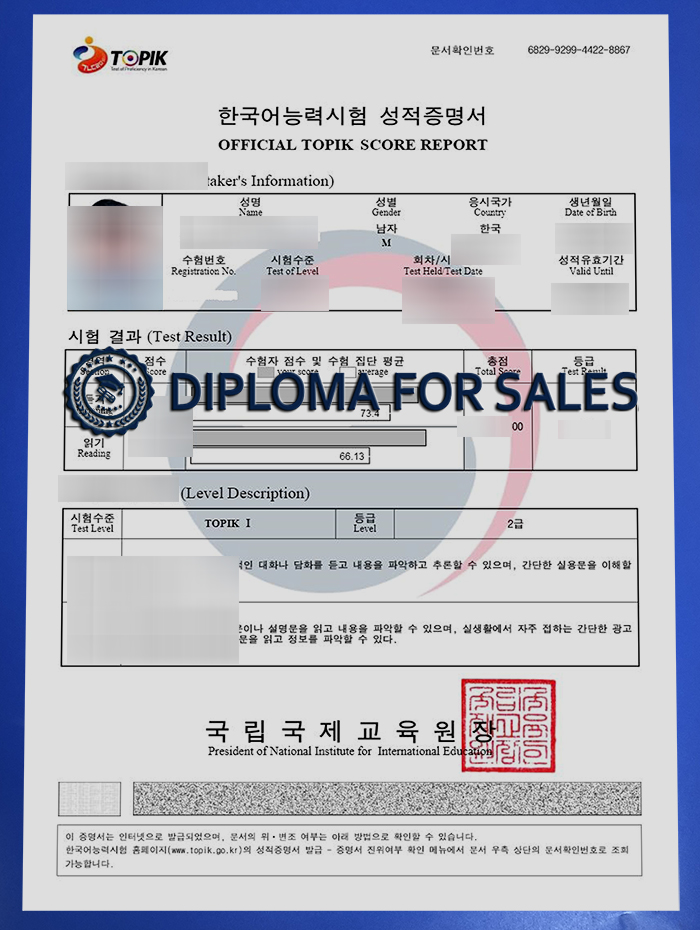 TOPIK Certificate TOPIK Certificate