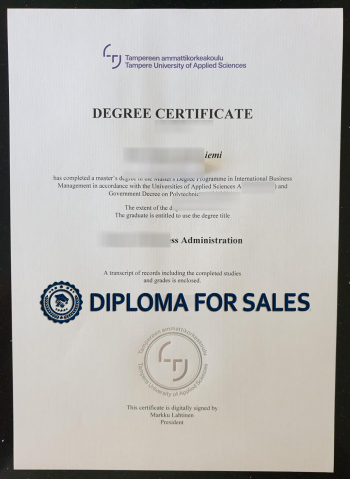 Tampereen yliopisto Degree Certificate Tampereen yliopisto Degree Certificate