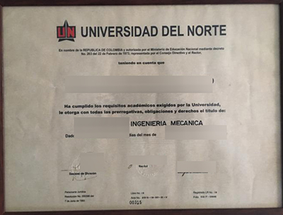 Universidad del Norte Diploma