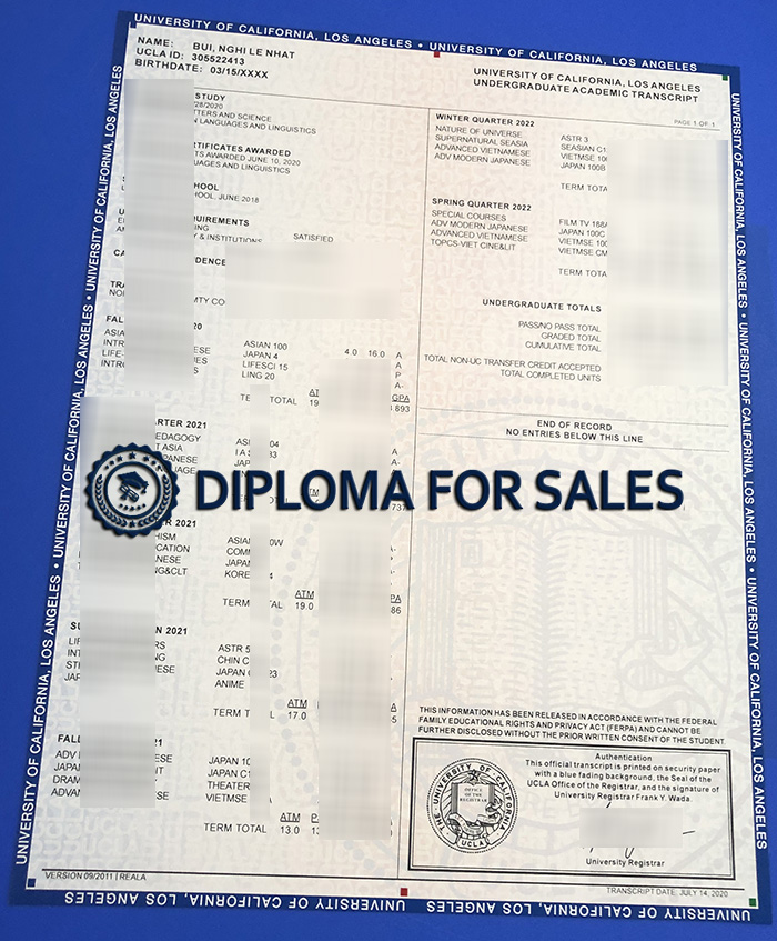 University of California Transcript University of California Transcript