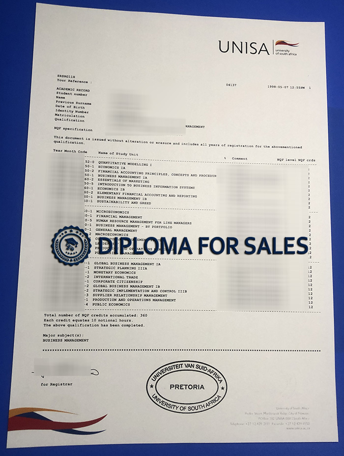 UNISA Transcript UNISA Transcript