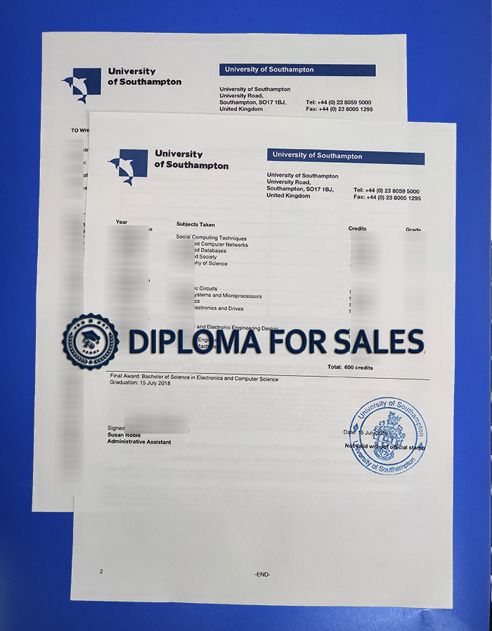 University of Southampton Transcript University of Southampton Transcript