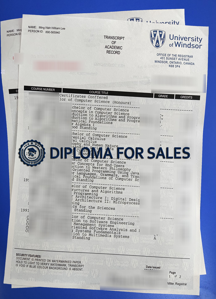 University of Windsor Transcript University of Windsor Transcript