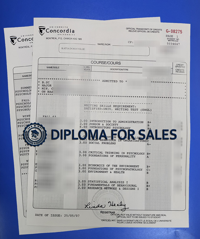 Concordia University Transcript Concordia University Transcript