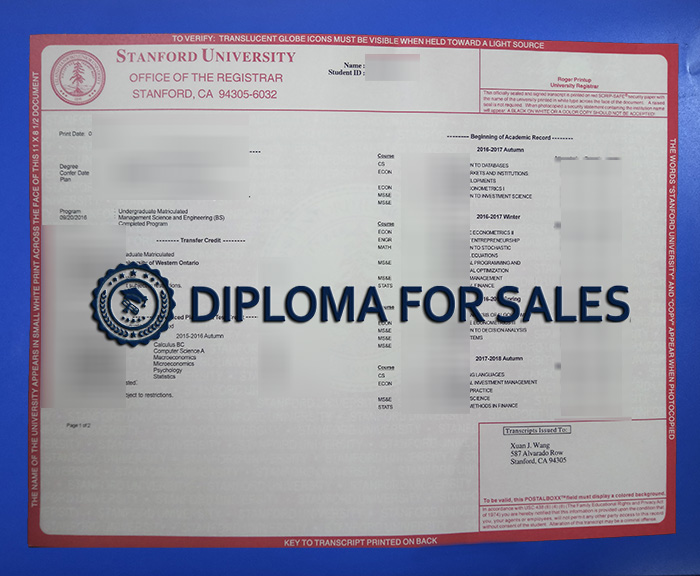 Stanford University Transcript Stanford University Transcript