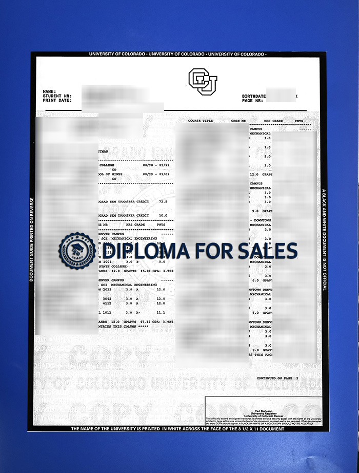 University of Colorado Transcript University of Colorado Transcript