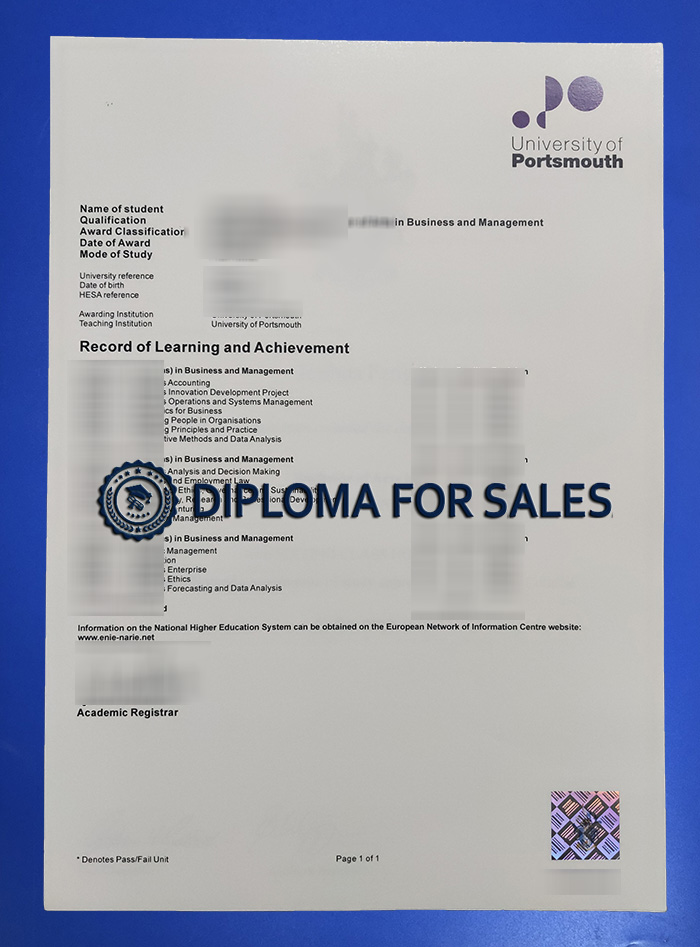 University of Portsmouth Transcript University of Portsmouth Transcript