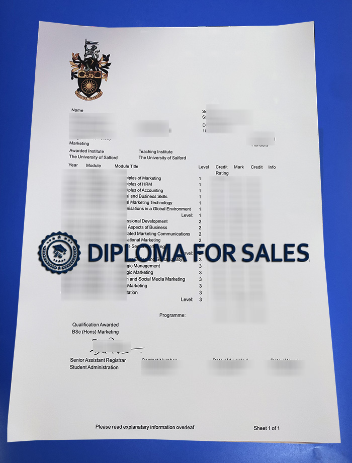 University of Salford Transcript University of Salford Transcript