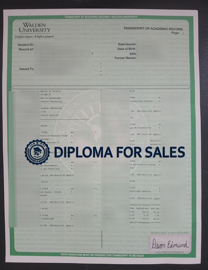 Walden University Transcript Walden University Transcript