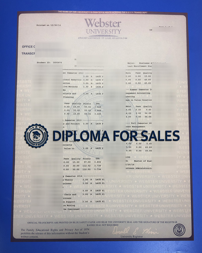 Webster University Transcript Webster University Transcript