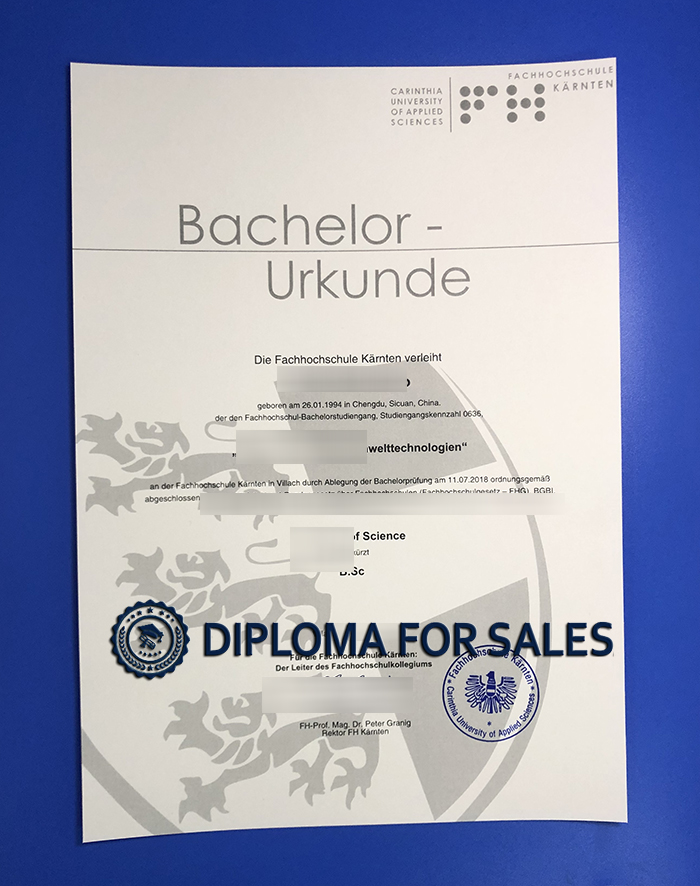 FH Kärnten Urkunde FH Kärnten Urkunde