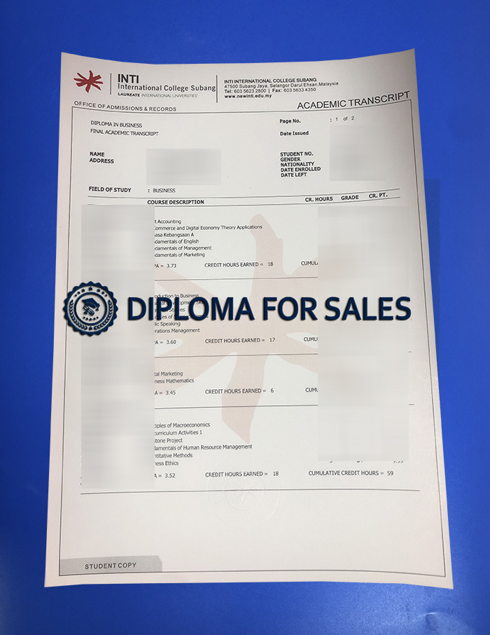 INTI International University Transcript INTI International University Transcript