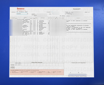 Seneca College Transcript