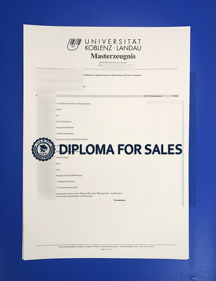 University of Koblenz and Landau Transcript University of Koblenz and Landau Transcript