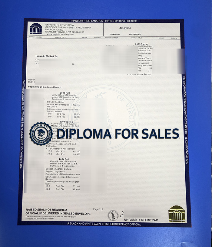 University of Virginia Transcript University of Virginia Transcript