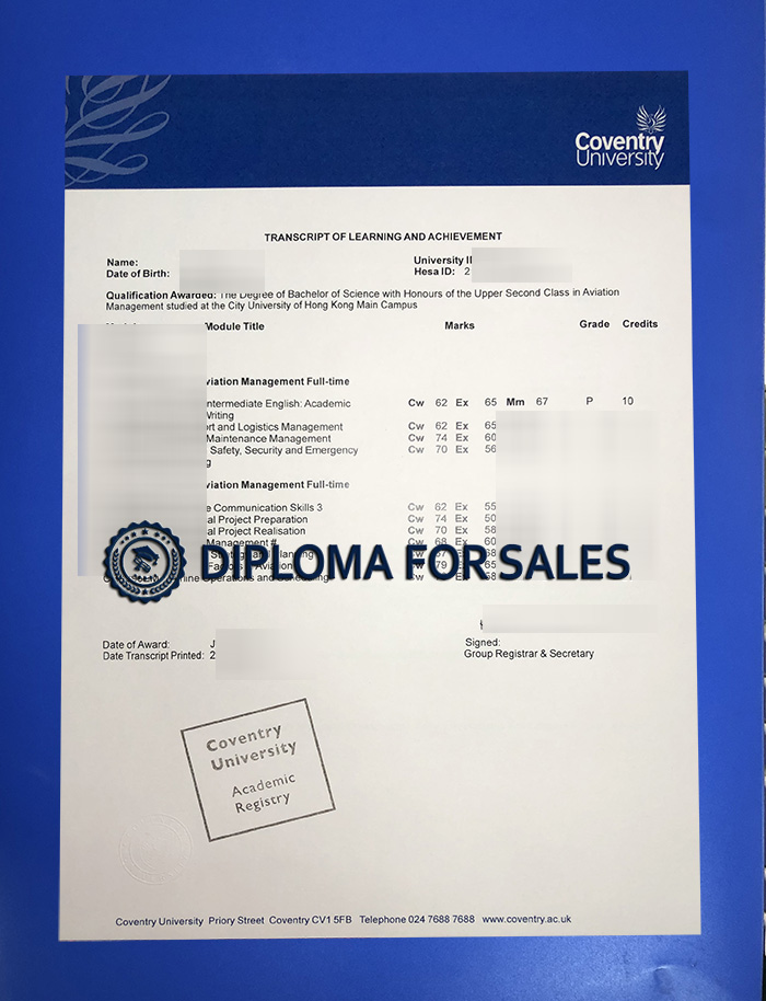 Coventry University Transcript Coventry University Transcript