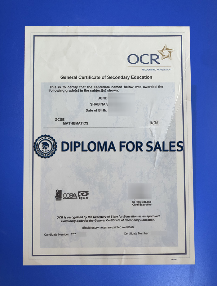 OCR GCSE Certificate OCR GCSE Certificate