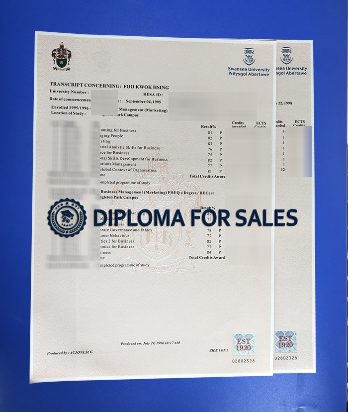 Swansea University Transcript