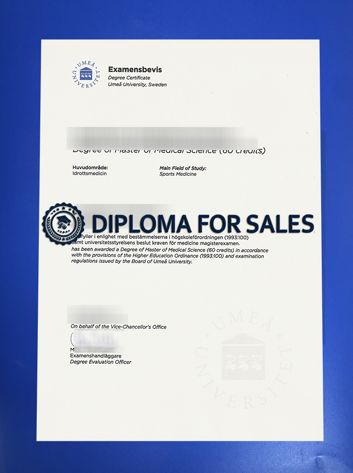 Umeå University Degree Certificate Umeå University Degree Certificate