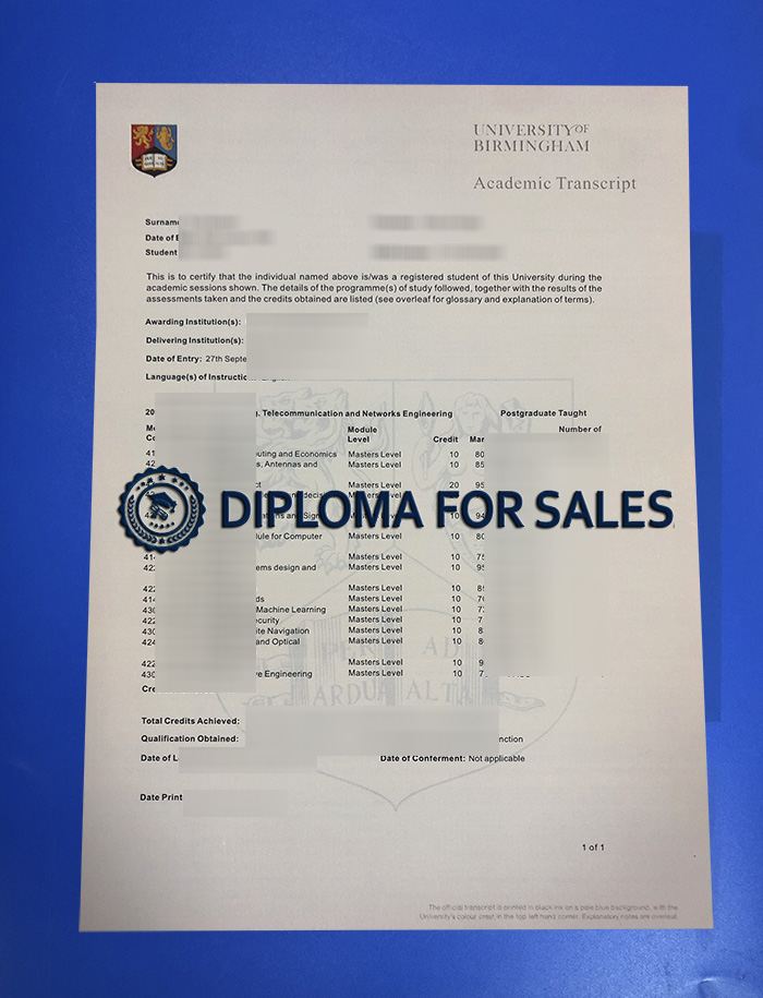 University of Birmingham Transcript University of Birmingham Transcript