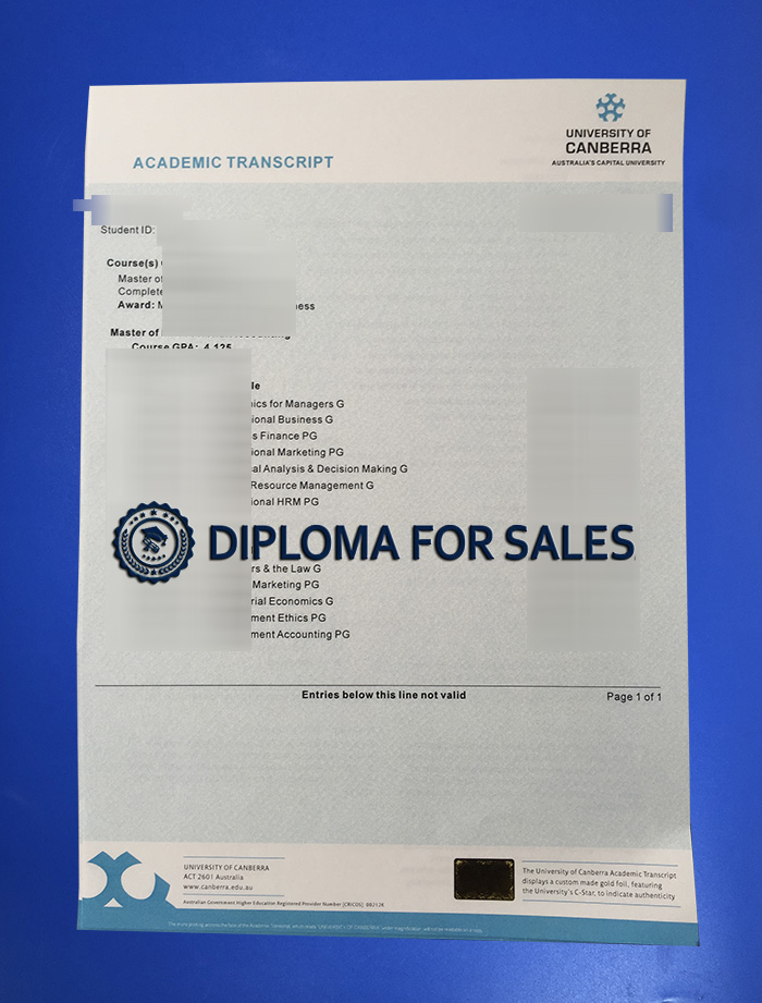 University of Canberra Transcript University of Canberra Transcript