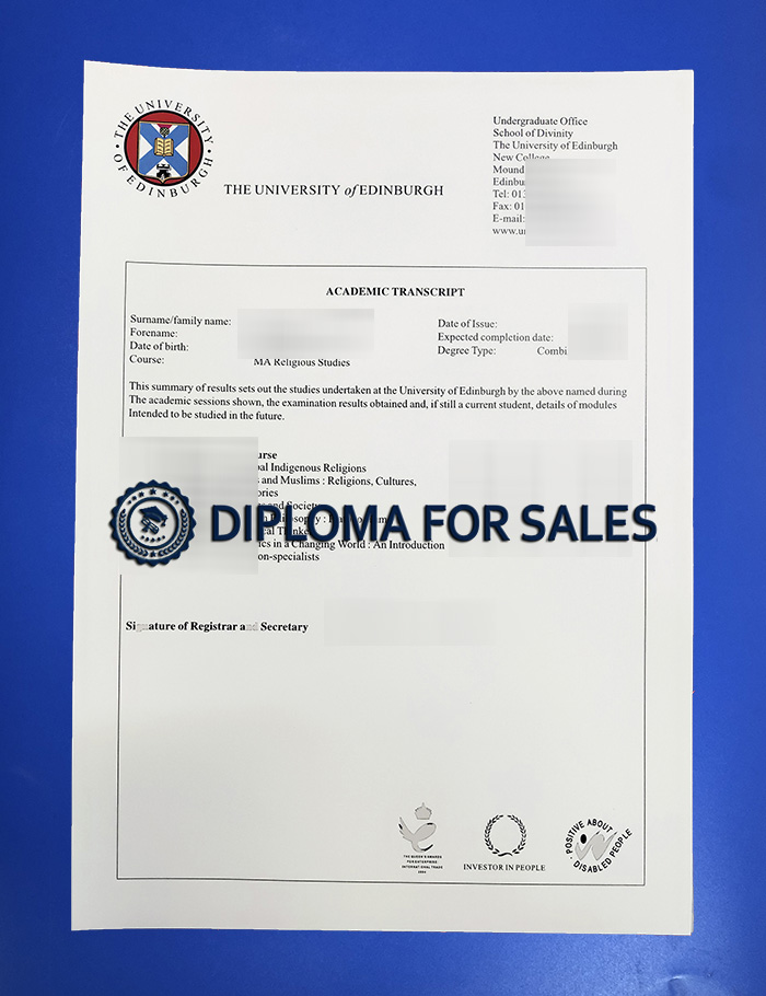 University of Edinburgh Transcript University of Edinburgh Transcript